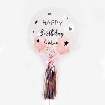 Customise Personalised helium rose gold confetti birthday party balloon with tassels 24 inch