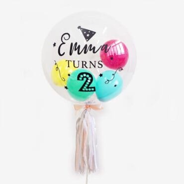 Customise Personalised helium birthday party balloon with tassels 24 inch