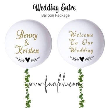 Funlah Balloon with leaf garland wedding centerpiece