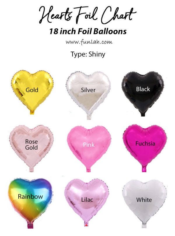 18" PLAIN HEART FOIL BALLOON - Assorted Colours