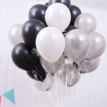 black grey white balloons