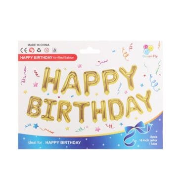 Funlah Happy Birthday Gold 16 inch foil mylar hanging balloon decoration