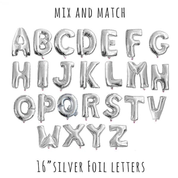 Funlah Silver Foil Mylar Hanging Banner Balloon Alphabet Letters 16 inch