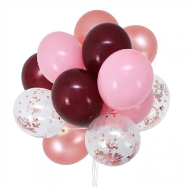Funlah rose-gold-burgundy-party-balloon-bouquet