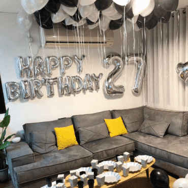 Happy birthday Balloon package garland black white theme