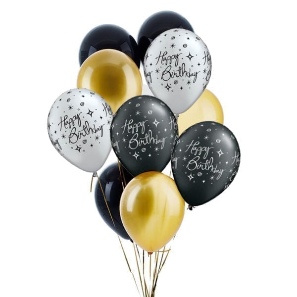 FUnlah balloon cluster happy birthday silver gold black