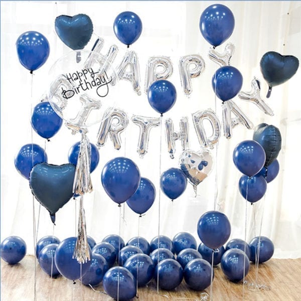 FUnlah balloon package Happy Birthday center piece blue 1