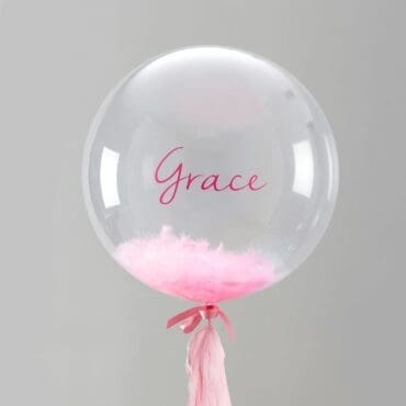 Funlah Balloon with pink feathers 1