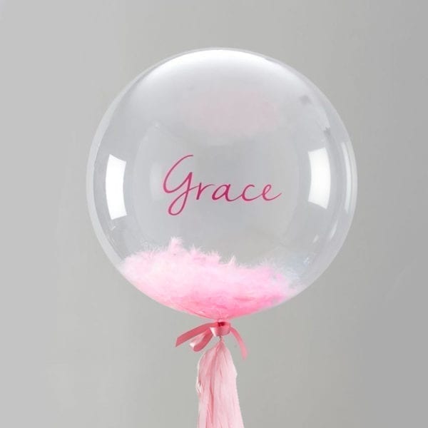 Funlah Balloon with pink feathers 1