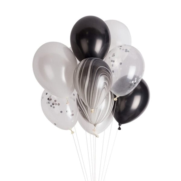 Funlah black marble latex balloon cluster
