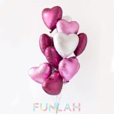 Funlah burgundy pink white satin foil balloon 2