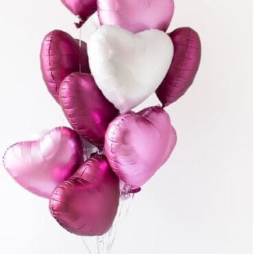 Funlah burgundy pink white satin foil balloon