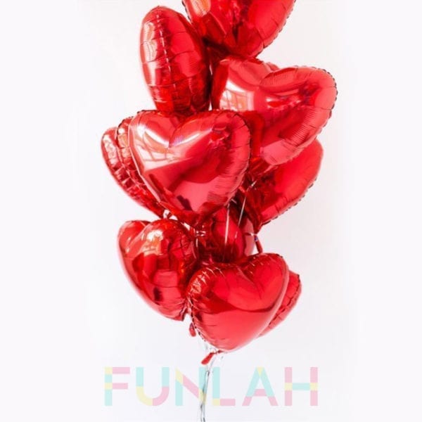 Funlah red hearts balloon foil cluster 2