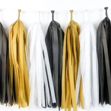 Happy Birthday Party Tassels Black Champagne Gold