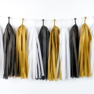 Happy Birthday Party Tassels Black Champagne Gold