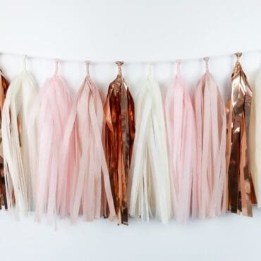 Happy Birthday Party Tassels Blush Pink Rose Gold