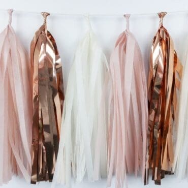 Happy Birthday Party Tassels Blush Pink Rose Gold