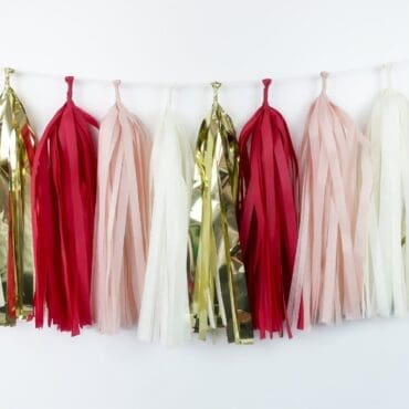 Happy Birthday Party Tassels Burgundy Red Blush Gold