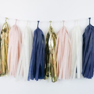 Happy Birthday Party Tassels Gold Blush Navy
