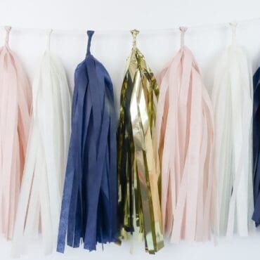 Happy Birthday Party Tassels Gold Blush Navy