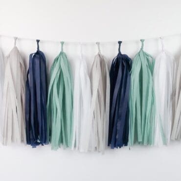 Happy Birthday Party Tassels Navy Mint