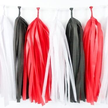 Happy Birthday Party Tassels Red White Black