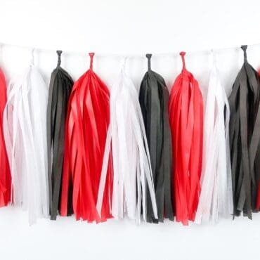 Happy Birthday Party Tassels Red White Black