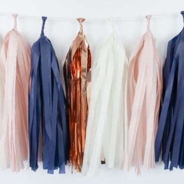 Happy Birthday Party Tassels Rose Gold Blush Navy