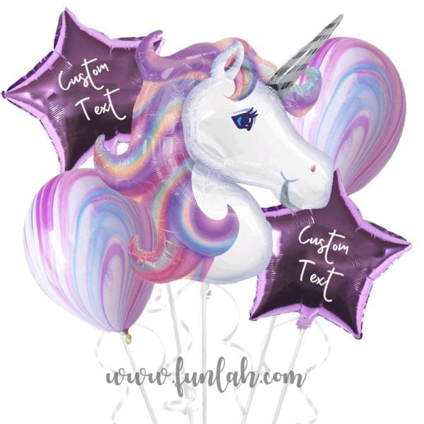 Funlah Magical Unicorn With Personalized Message Balloon Bouquet