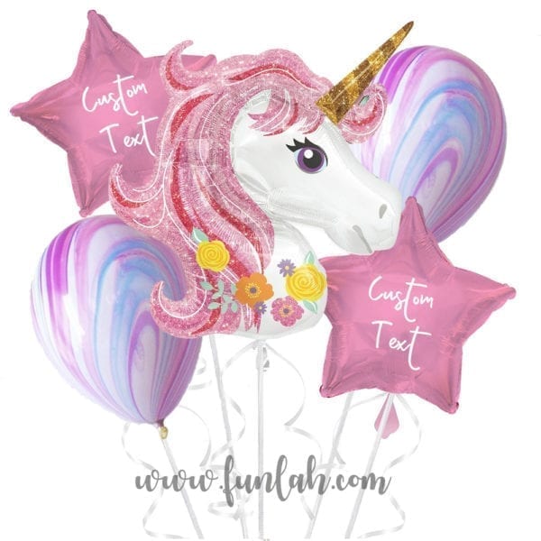 Funlah Princess Unicorn With Personalized Message Balloon Bouquet