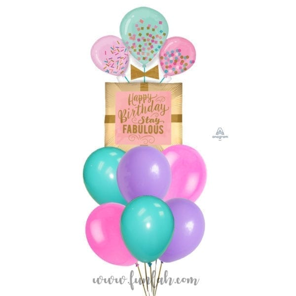 Happy birthday Pastels fabulous balloon bouquet