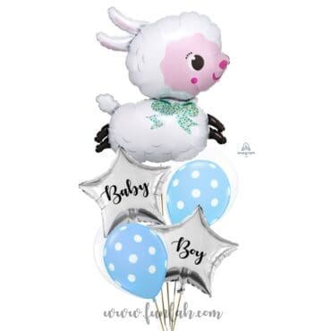 Lamby baby boy shower balloon bouquet