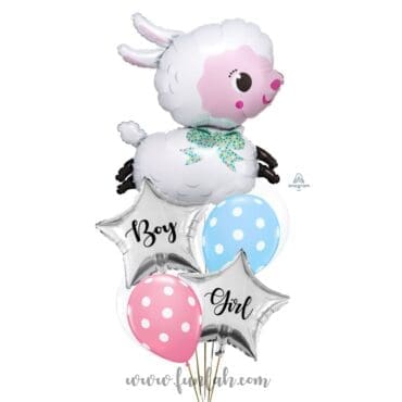 Llama gender reveal balloon bouquet