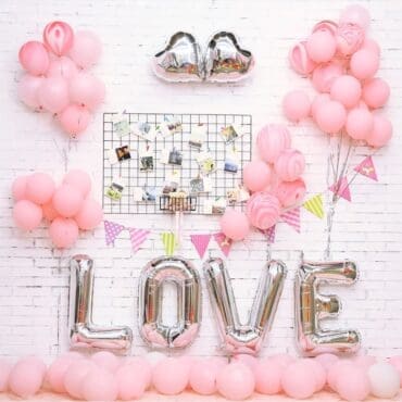 Silver Big Love Seet Marble Balloon Package