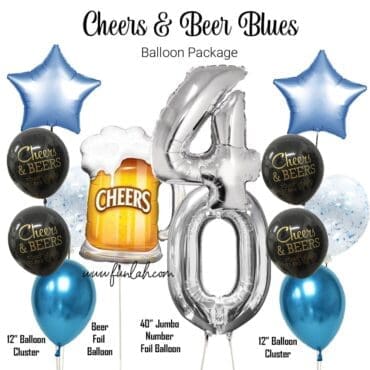 Cheers and Beer blue 40 years birthday balloon package