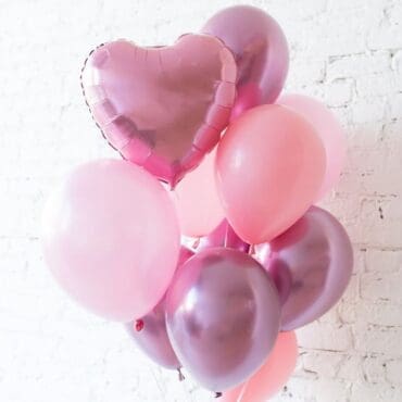 Chrome Blush Heart Balloon Bouquet