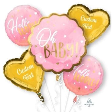 Oh Baby Girl Balloon Bouquet | Custom Text