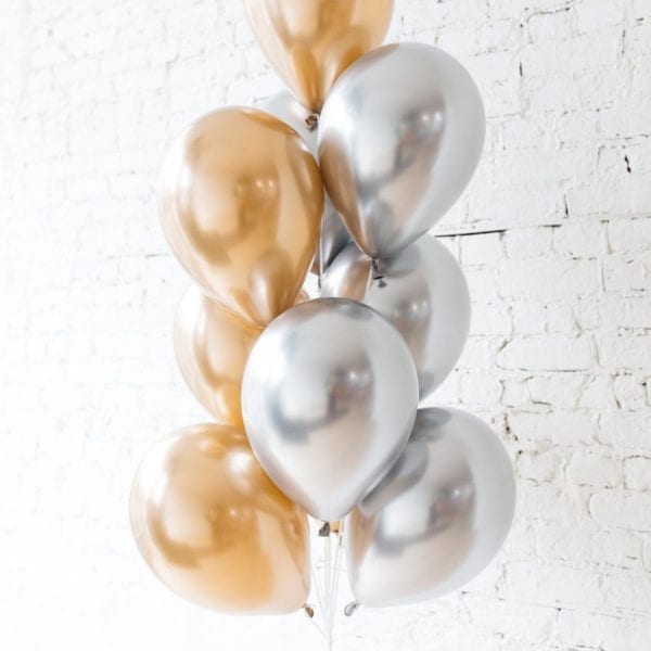 Funlah gold silver chrome helium balloon bouquet