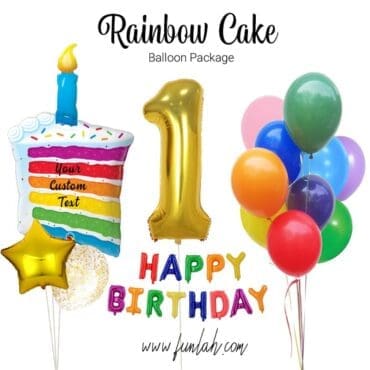 Rainbow Cake Balloon Package | Custom Text