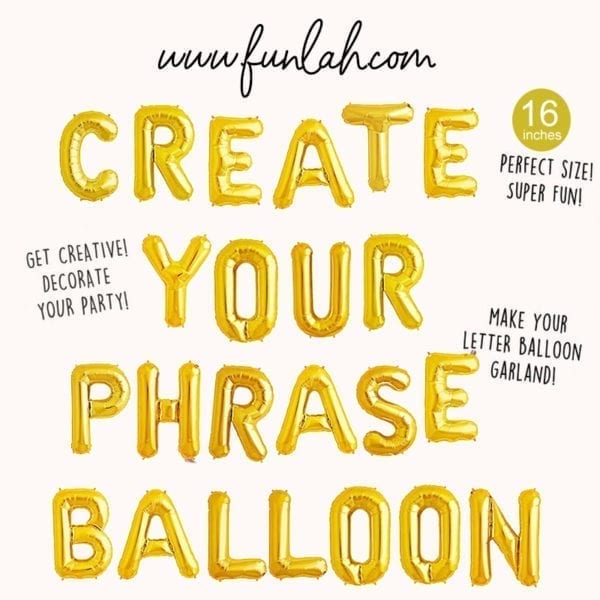 Funlah create your own foil balloon phrase gold