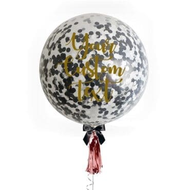 36 inch Personalized jumbo balloon with black and white confetti