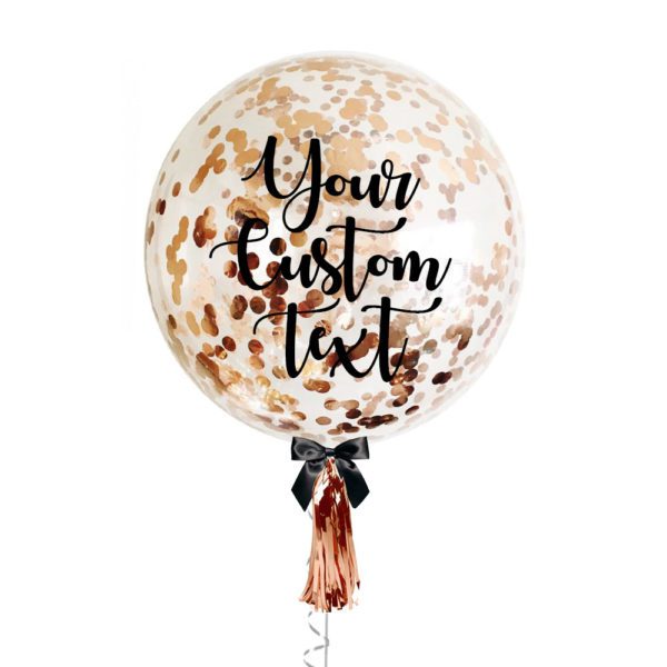 36 inch Personalized jumbo balloon with copper gold confetti