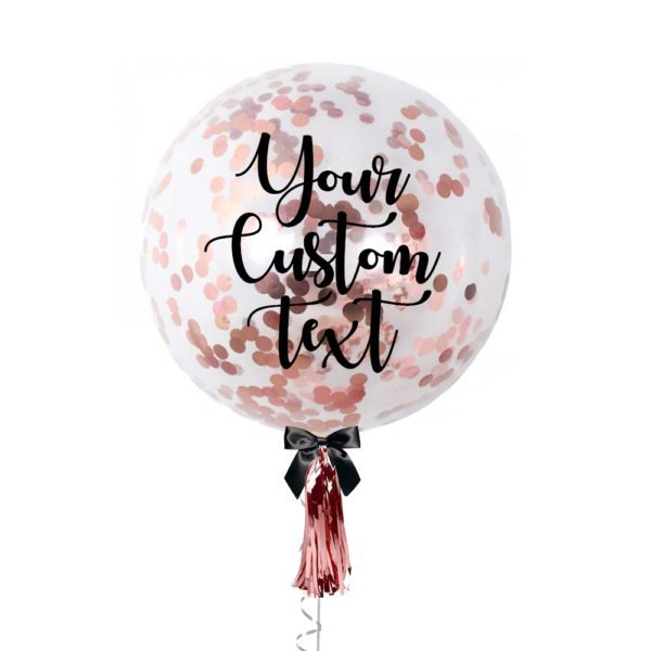 36 inch Personalized jumbo balloon with rose gold confetti