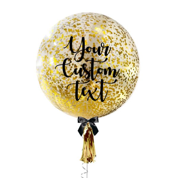 36 inch Personalized jumbo balloon with shiny gold confetti