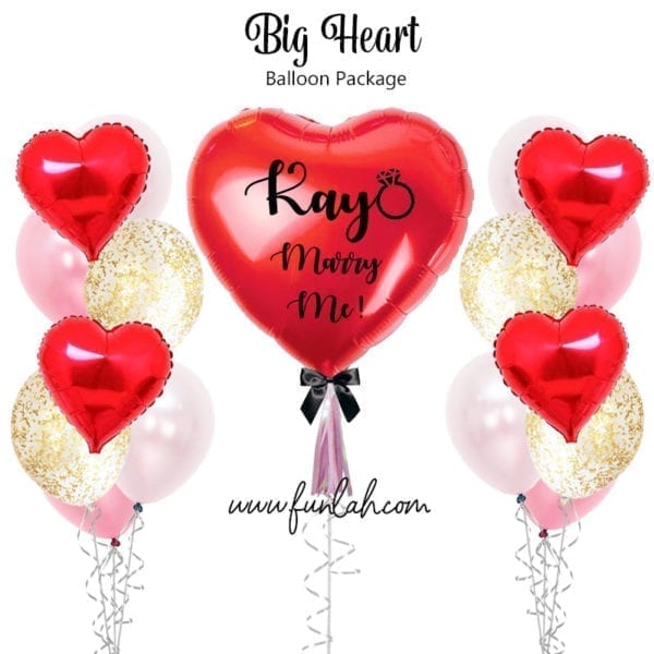 Big Heart Red Proposal balloon bouquet