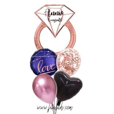Funlah Rose Gold Diamond Ring congrats wedding custom text balloon