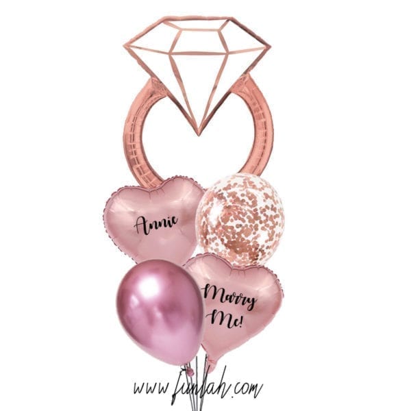 Funlah Rose Gold Diamond Ring proposal marry me foil balloon