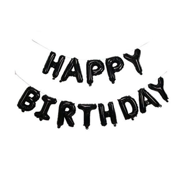 16 inch happy birthday black foil balloon