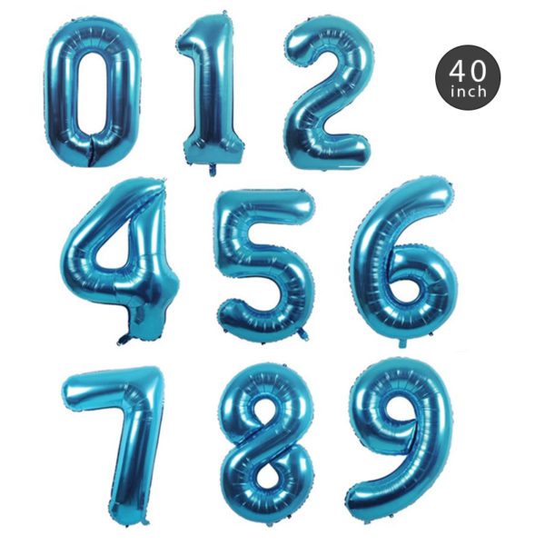 40 INCH JUMBO BABY BLUE NUMBER FOIL BALLOON letters