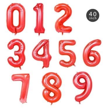40 INCH JUMBO RED NUMBER FOIL BALLOON letters